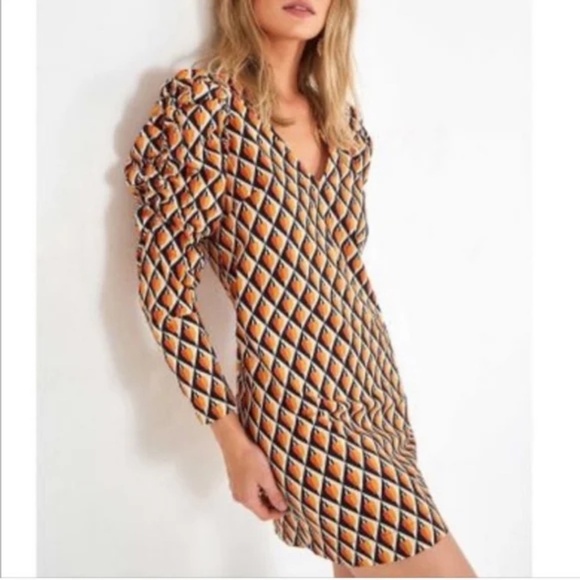 FARM RIO Orange and navy mini dress - Picture 2 of 12